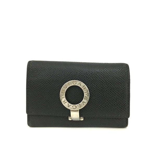 005124P Bvlgari Key Case Clip Black Leather - Picture 1 of 9